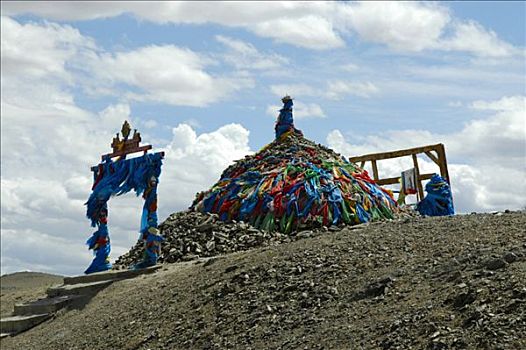 石头,堆,色彩,旗帜,蒙古,亚洲