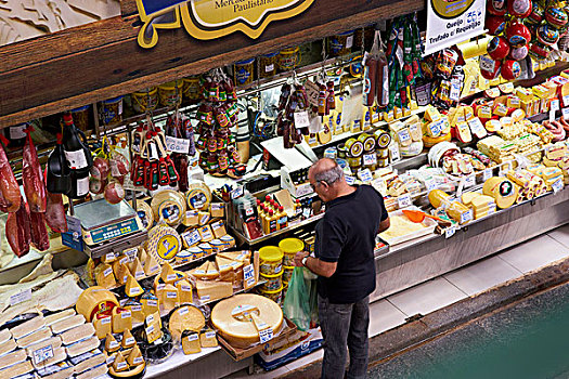 市场,城市,食物杂货,男人,买,奶酪,咸味