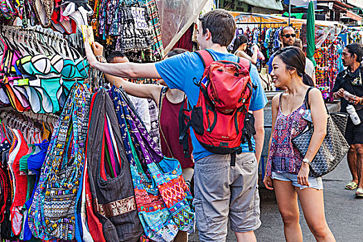 泰国,曼谷,道路,旅游,买,衣服