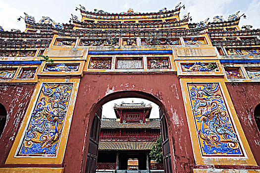 越南,色调,城堡,皇家,围挡,庙宇,入口