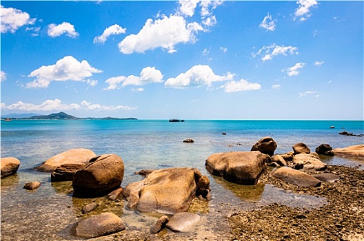 海洋,岸边,石头,苏梅岛,泰国