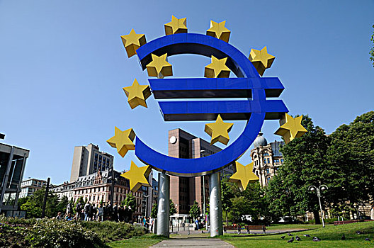 欧元标志,欧元符号,法兰克福,黑森州,德国,欧洲
