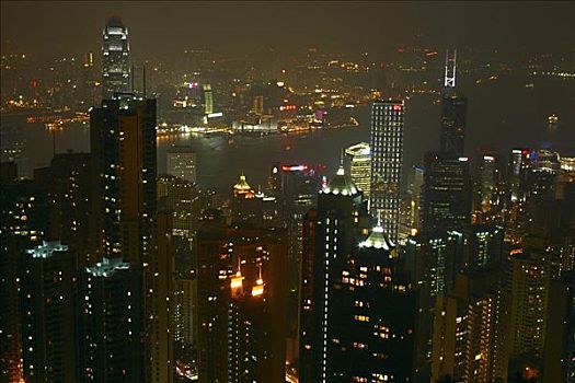 俯拍,摩天大楼,城市,维多利亚港,香港岛,香港