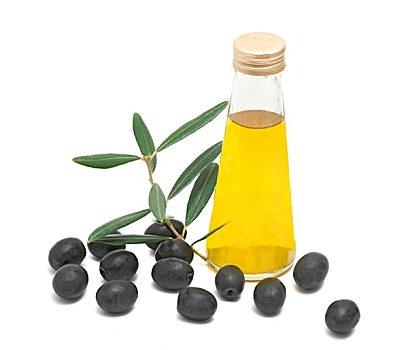 瓶子,橄榄油,橄榄枝,隔绝,白色背景
