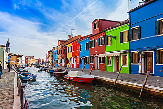 彩色,房子,运河,水岸,布拉诺岛,意大利