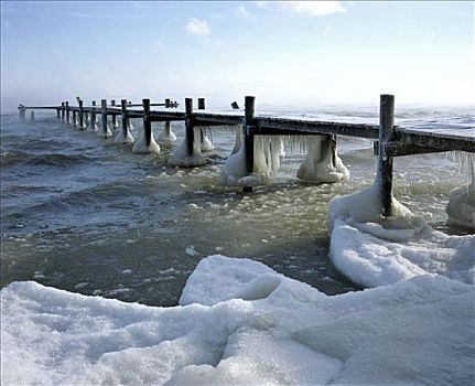 栈桥,靠近,湖,基姆湖,上巴伐利亚,德国