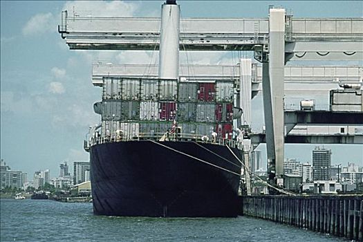 大,集装箱船,港口,波多黎各
