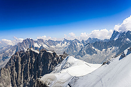 俯视图,积雪,山,勃朗峰,法国