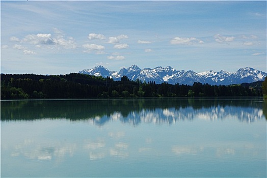 阿尔卑斯山,反射,湖,巴伐利亚,德国
