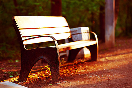 横图,日落,公园长椅,亮光,背景