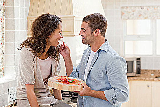 爱人,吃饭,草莓,厨房,在家