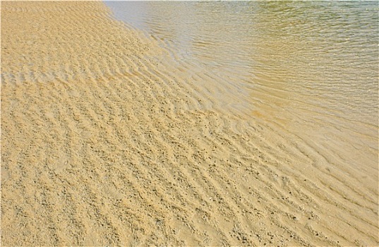 海滩,湿,沙子,波纹,图案,背景