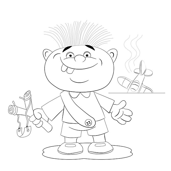 男孩,弹弓,卡通,高兴,射击,上色画册_高清图片_全景视觉