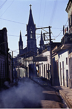 建筑,街道,教堂,卡马圭,古巴