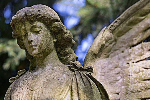 天使,雕塑,特写,墓地,汉堡市