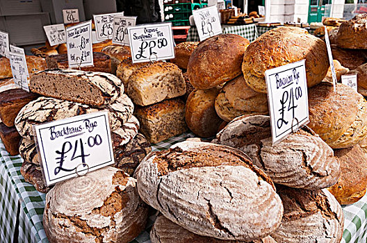 面包,货摊,市场,泰晤士河畔金斯顿区