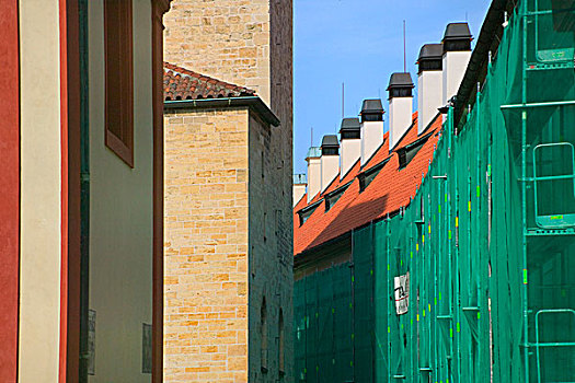 小,房子,金色,道路,布拉格城堡,墙壁,布拉格,捷克共和国