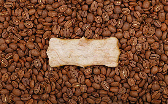 木质,标识,上方,煮咖啡,咖啡豆