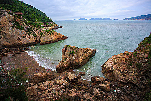 礁石,岩石,海浪,海岸线,海边栈道