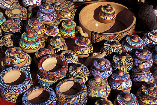 秘鲁,靠近,库斯科市,圣谷,市场,陶器,出售