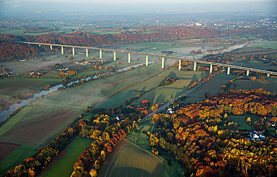 高架桥,上方,秋天,地区,北莱茵威斯特伐利亚,德国,欧洲