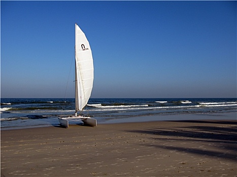 帆船,海滩