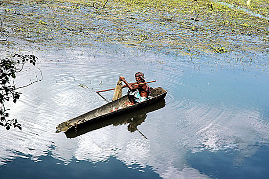 渔民,船,孟加拉,十月,2004年