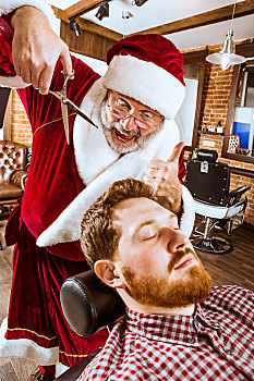 圣诞老人,理发店