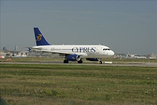 塞浦路斯,航空公司,空中客车,起飞,法兰克福,机场,黑森州,德国,欧洲