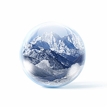 玻璃,透明,球,雪,高山,室内