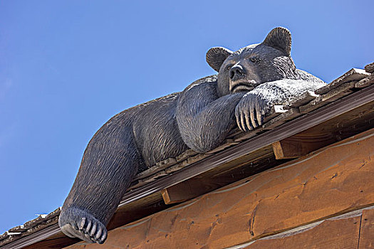 熊,雕塑,店,怀俄明,美国,北美