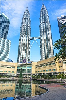 吉隆坡,马来西亚,十二月,反射,一对,天桥,联系,塔,双子塔,信息技术,桥,世界