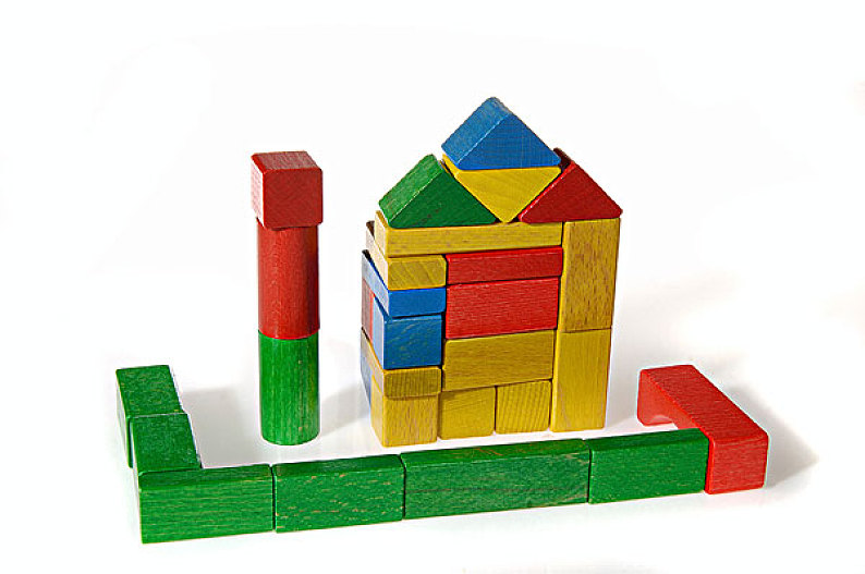 彩色_积木_组合_形状_房子_高清图片_全景视觉