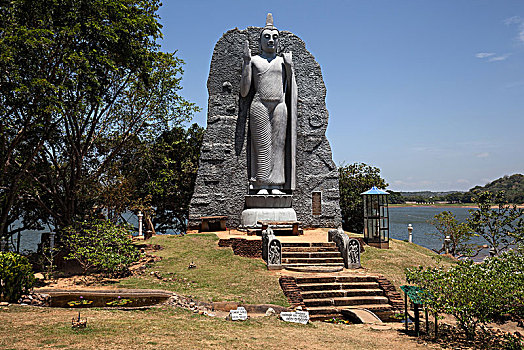 佛像,湖岸,立佛,北方,中央省,斯里兰卡,亚洲