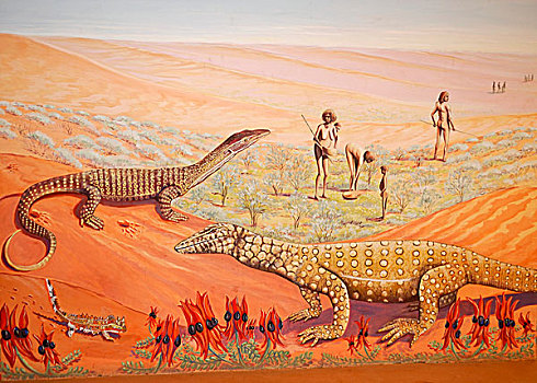蜥蜴,土著,墙壁,描绘,教堂,南,北领地州,澳大利亚