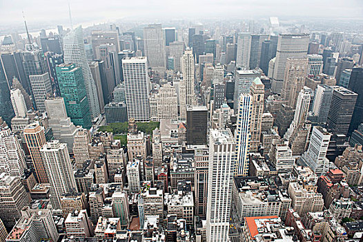 城市,海洋,房子,帝国大厦,摩天大楼,市中心,雾,曼哈顿,纽约,美国,北美