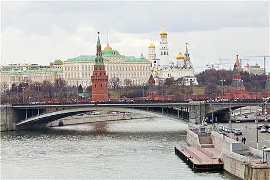 桥,河,克里姆林宫,莫斯科,秋天
