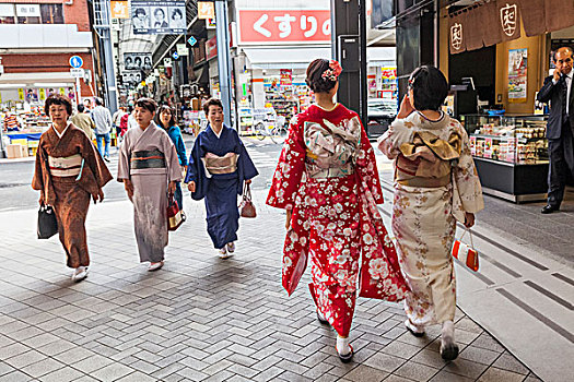 日本,本州,东京,浅草,女孩,和服