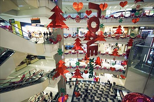 中国,上海,圣诞装饰,现代,百货公司