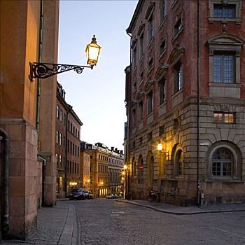 老城,小巷,斯德哥尔摩,瑞典,斯堪的纳维亚,欧洲