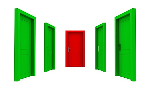 选择,右边,门,绿色,红色