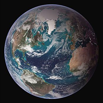 卫星图,地球,展示,西半球