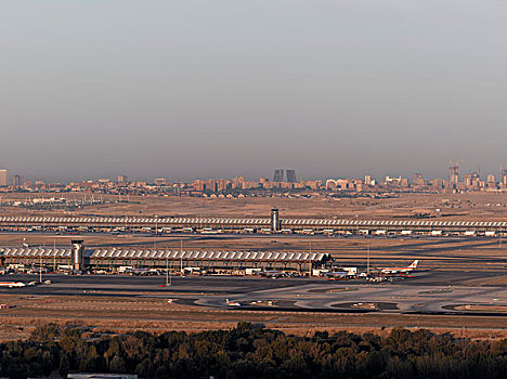 新,航站楼,巴拉哈斯机场,机场,马德里,黎明,港口