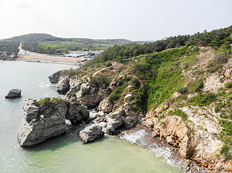 航拍辽宁大连滨海国家地质公园金石滩园区东部景区,金石滩国家旅游度假区内