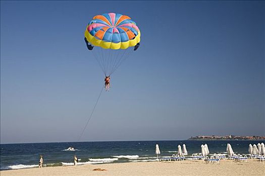 帆伞运动,海滩,靠近,黑海,保加利亚