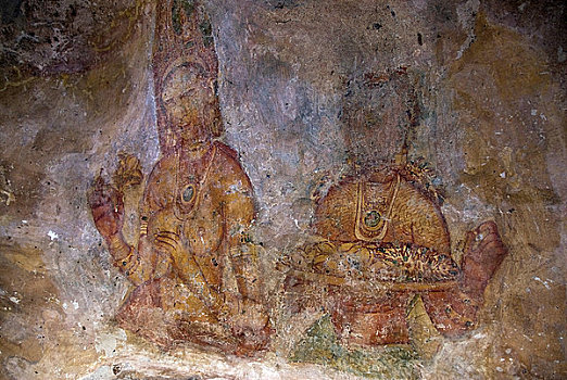 壁画,堡垒,锡吉里耶,地区,斯里兰卡