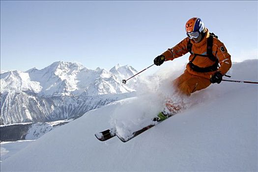 法国,阿尔卑斯山,边远地区,滑雪