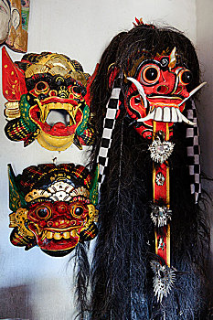 亚洲,印度尼西亚,巴厘岛,庙宇,魔鬼,面具