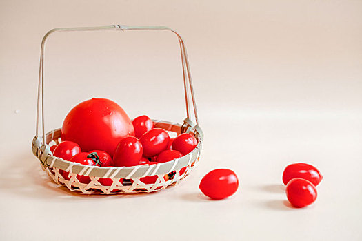 放在,篮子里,新鲜水果,西红柿,番茄,特写