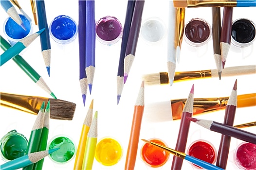 彩色,铅笔,音乐放大器,绘画,漆刷